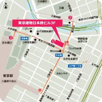 日本橋駅B9出口直結、コングレスクエア日本橋周辺の案内図